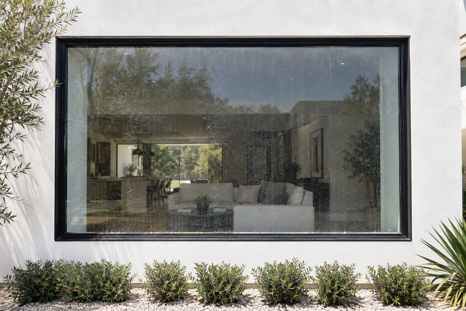 The same window before professional cleaning